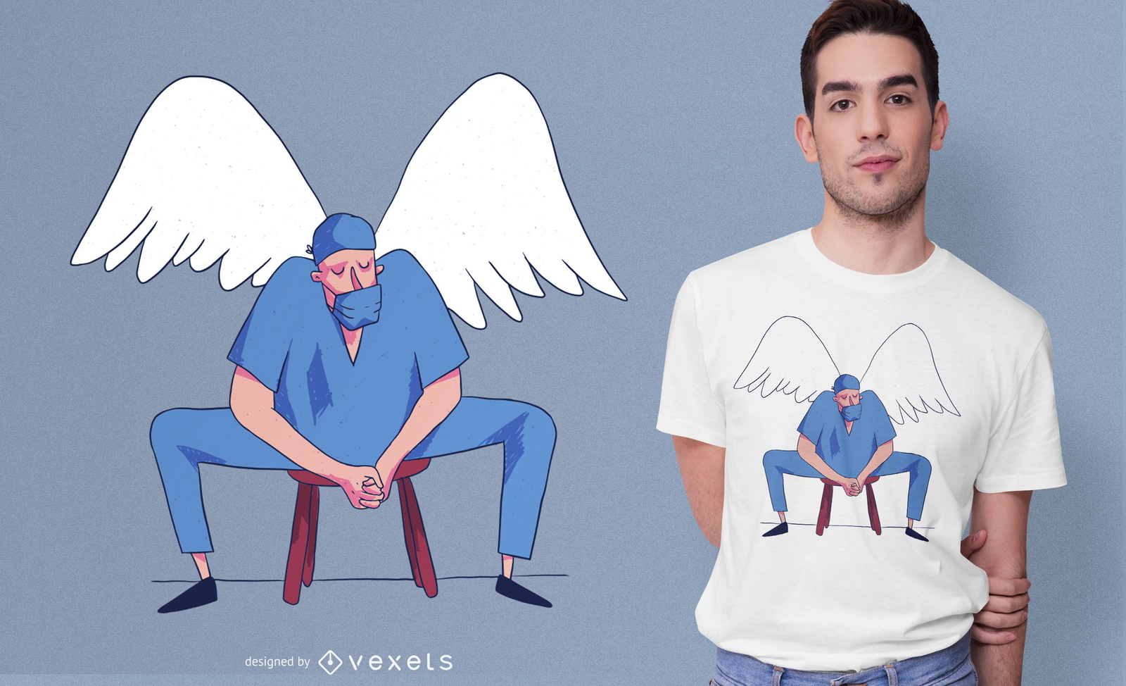 Diseño de camiseta Doctor Angel Illustration