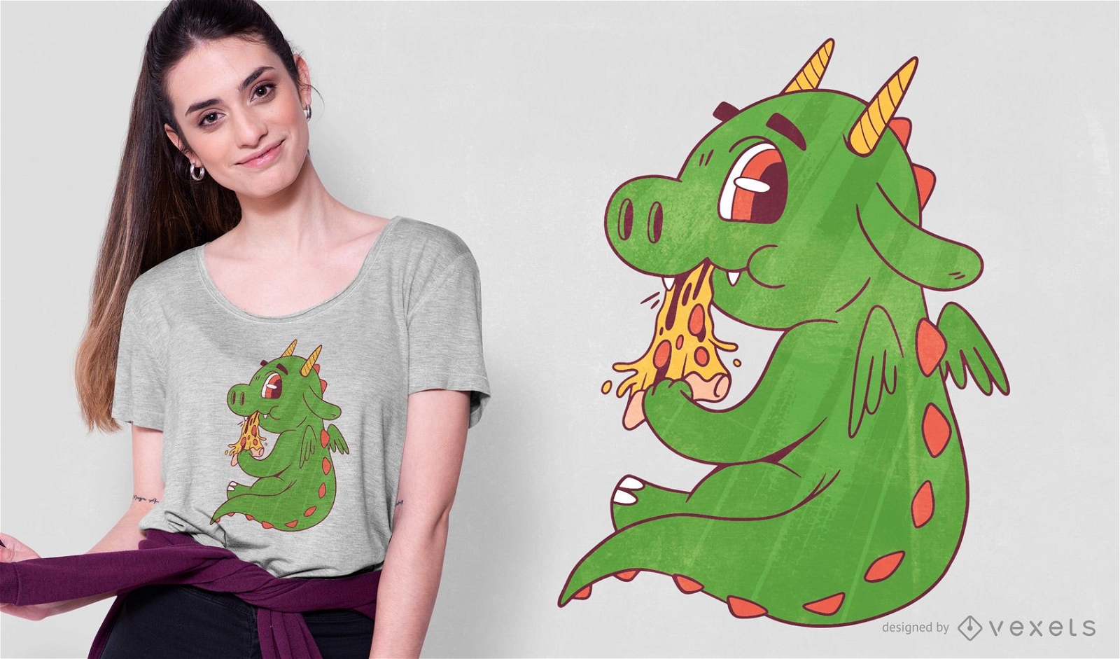 Design de camisetas de pizza do dragão bebê