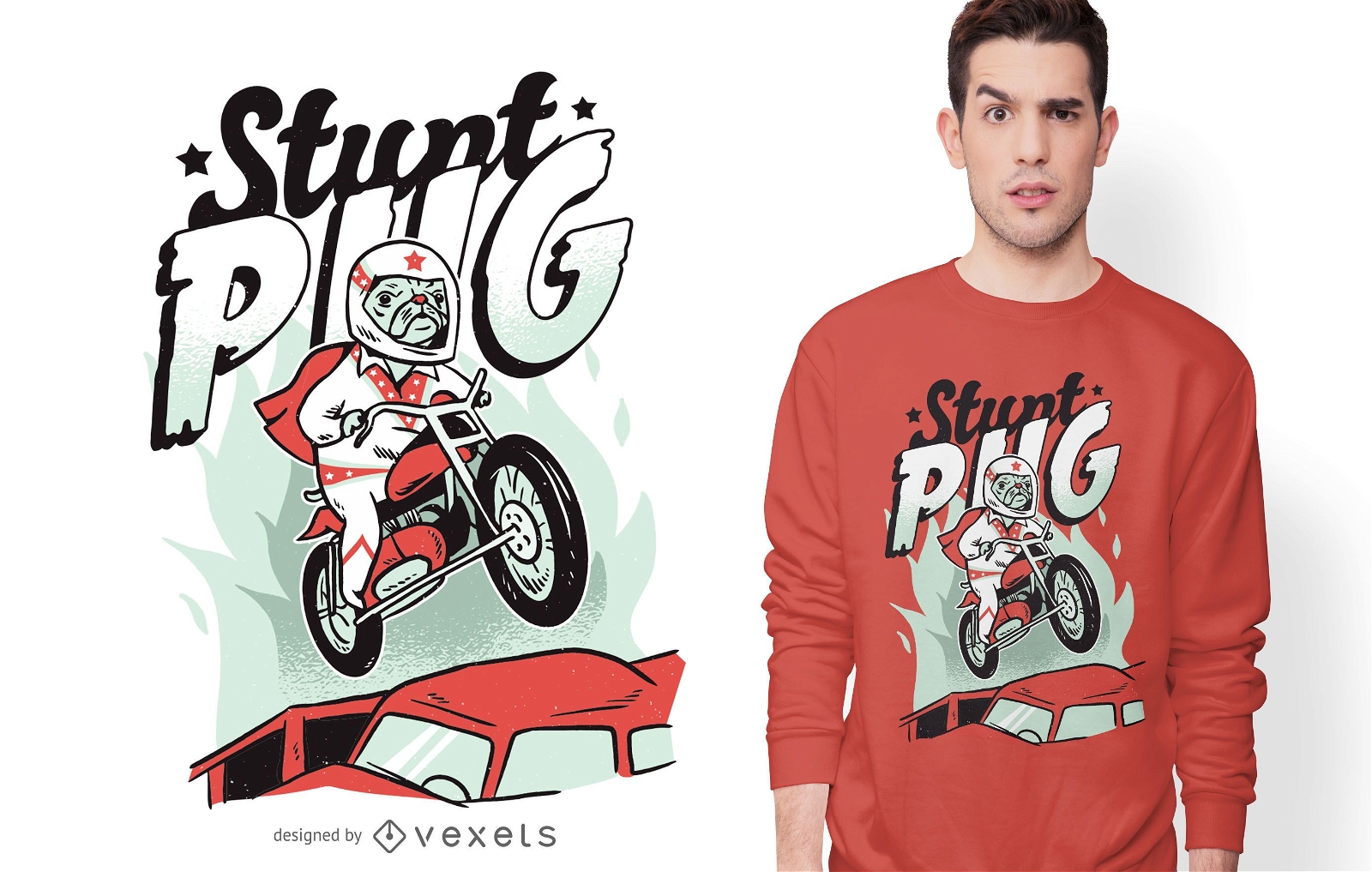 Stunt Pug T-shirt Design