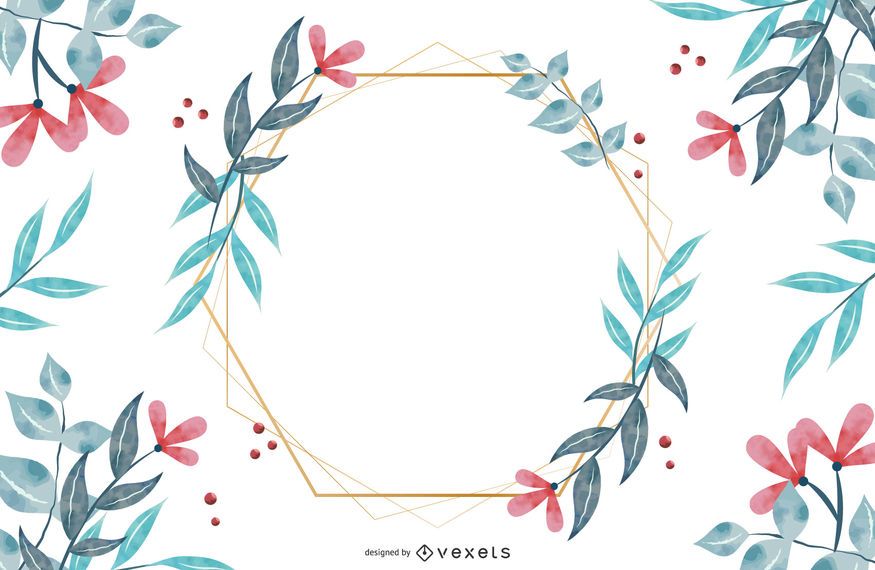 Flower Hexagonal Frame Design Flower Hexagonal Frame Design