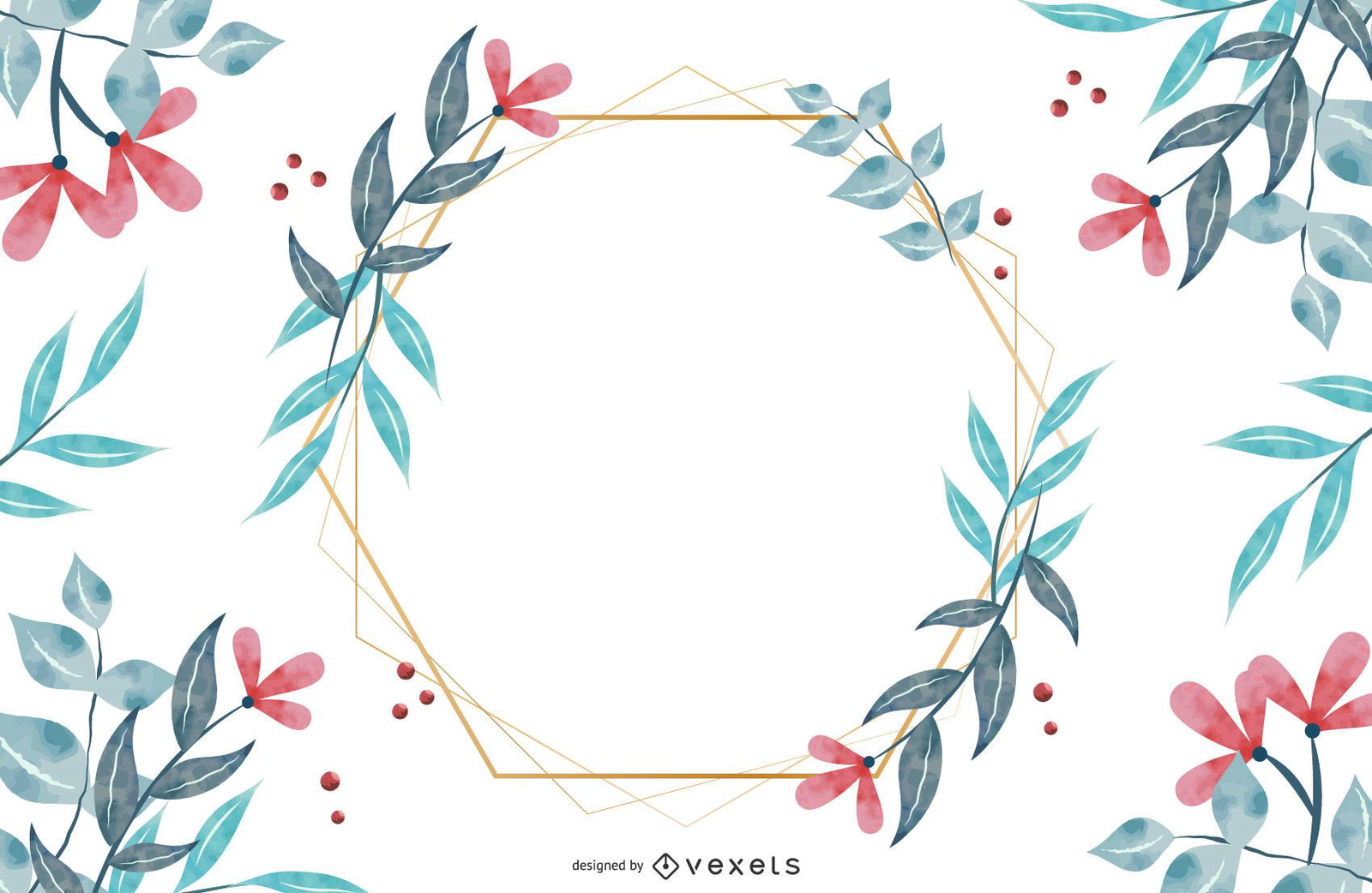 Download Flower Hexagonal Frame Design - Vector Download