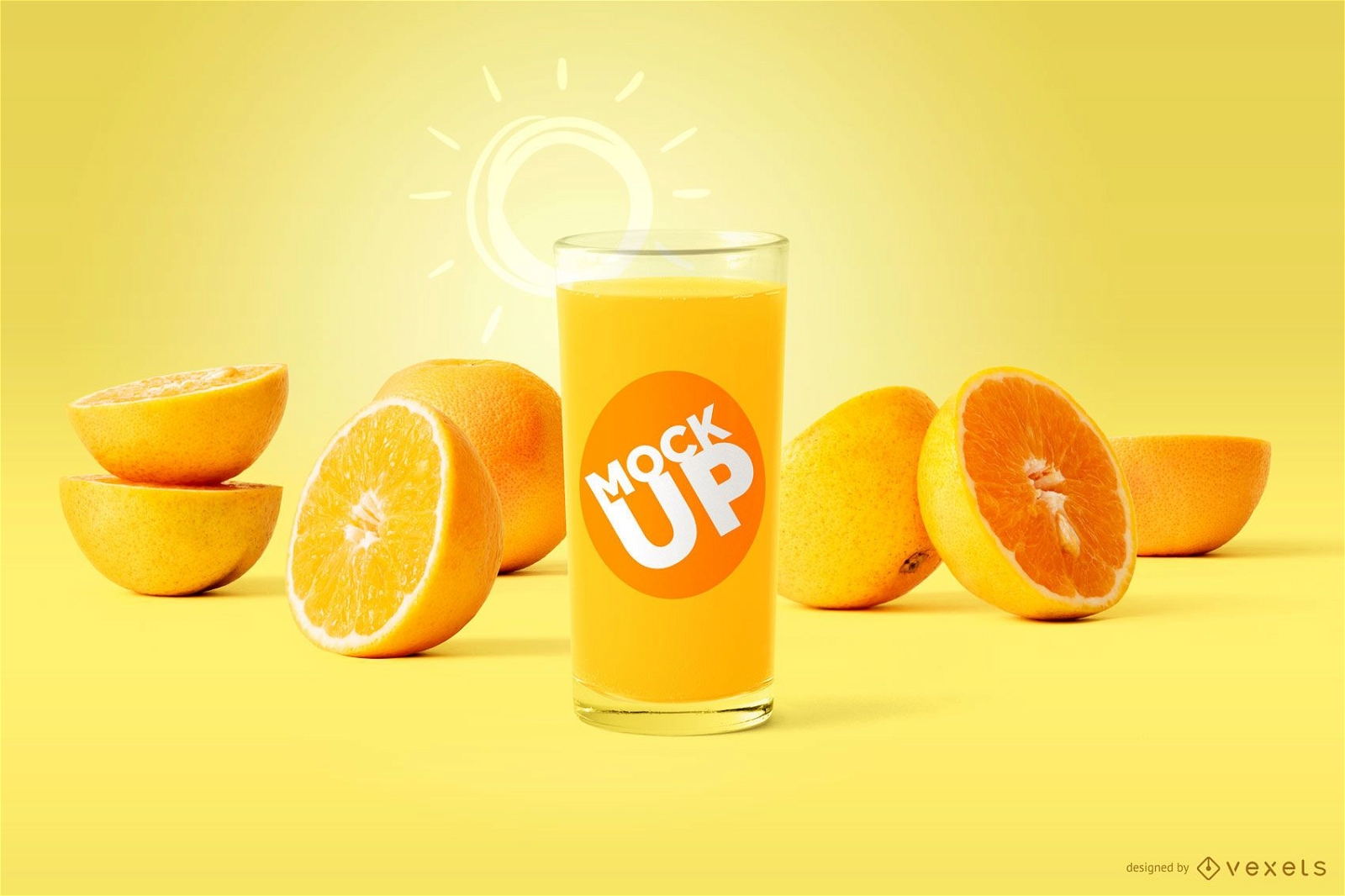 Orange juice glass mockup