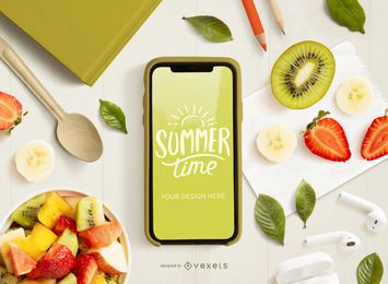 Telefon und Obst Modell Zusammensetzung