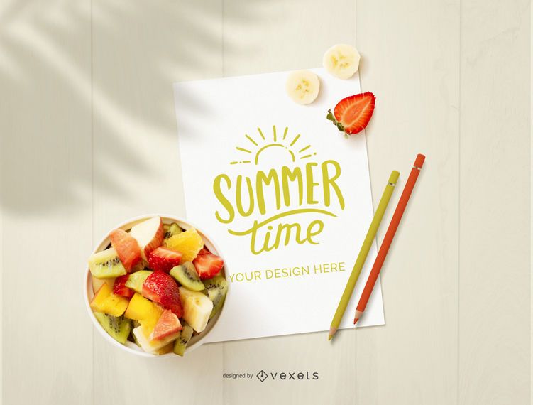 Paper sheet fruits mockup Paper sheet fruits mockup