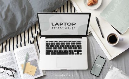 Maquete da tela do laptop para trabalhar em casa