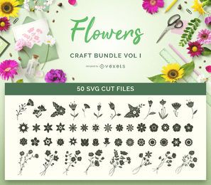 Pacote SVG Flores Craft Vol I Pacote SVG Flores Craft Vol I