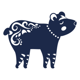 Bear folk art ornament silhouette PNG Design