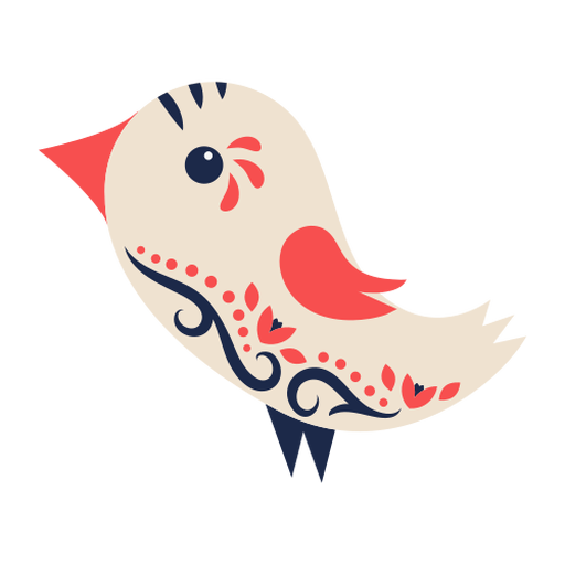 Bird folk art ornament PNG Design