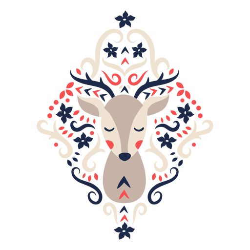 Deer folk art floral ornament PNG Design