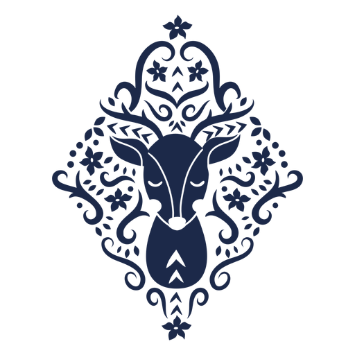 Deer folk art floral silhouette PNG Design