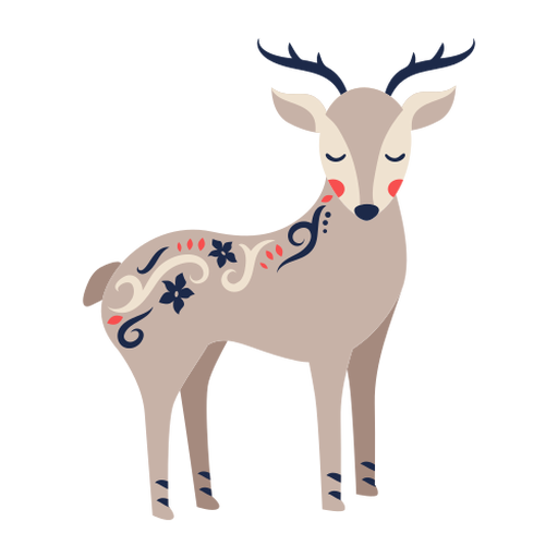 Deer folk art ornament PNG Design