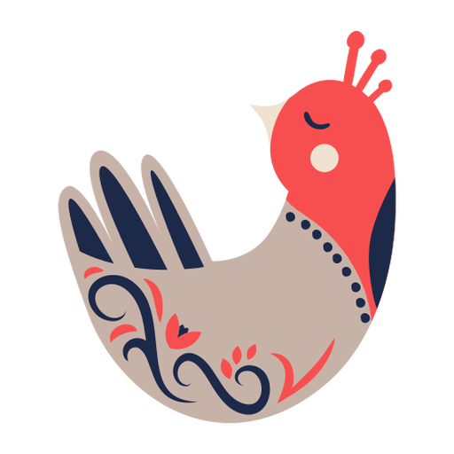 Ornamento de arte popular de p?ssaro pombo Desenho PNG