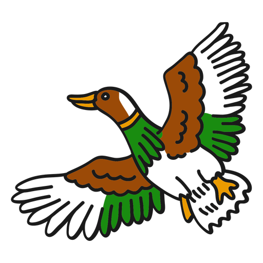 Duck flying vintage tattoo PNG Design