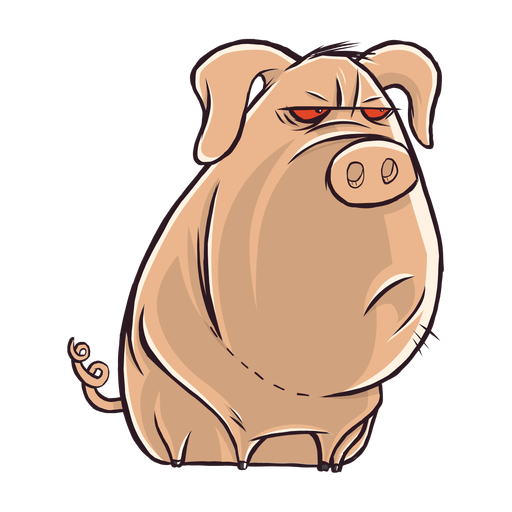 Desenho de personagem de porco chato