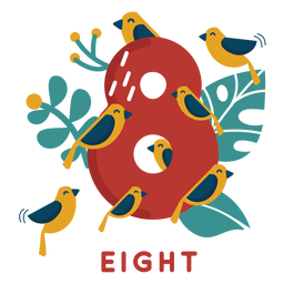 Eight birds number PNG Design