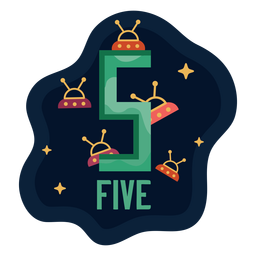Five ufo number PNG Design