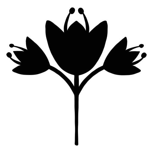Scandinavian flowers folk art silhouette PNG Design