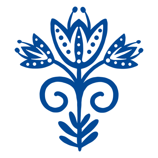 Scandinavian flower folk art blue PNG Design