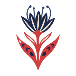 Diseño de arte popular de flores escandinavas. Diseño PNG