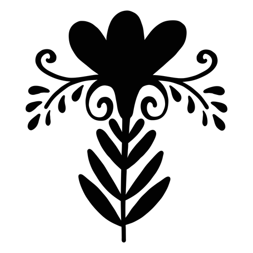 Silhueta de ornamento escandinavo de flor Desenho PNG