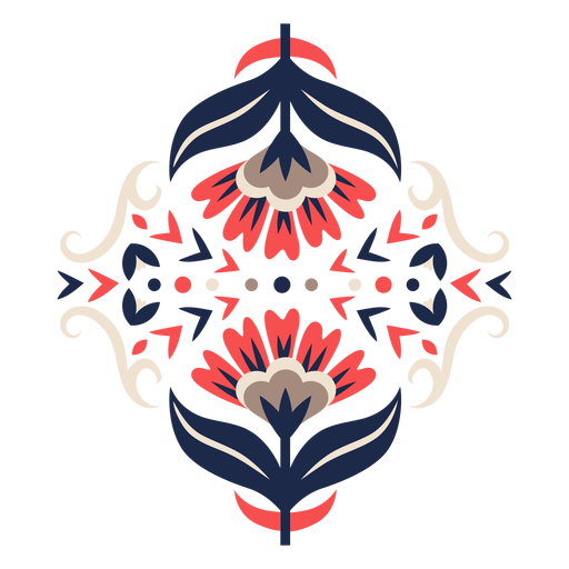 Ornamento del patrón popular de flores Diseño PNG