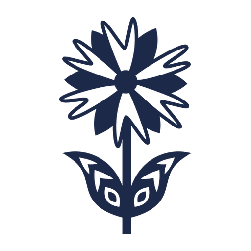 Folk art flower ornament silhouette PNG Design