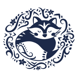 Fox folk art floral silhouette PNG Design Transparent PNG