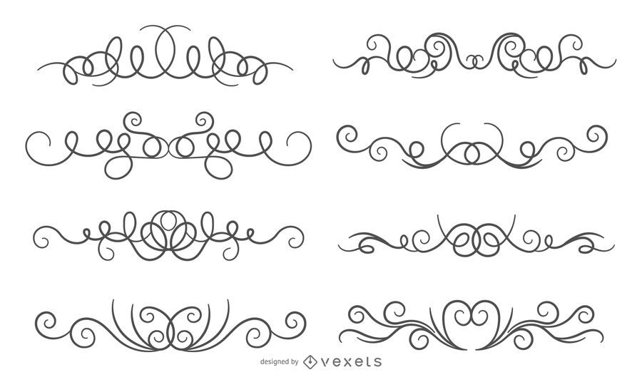 Curly isolated ornaments set Curly isolated ornaments set