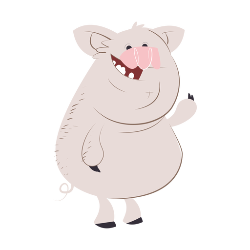 Dibujos animados de personaje de cerdo riendo