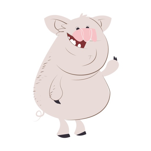 Laughing pig character cartoon PNG Design