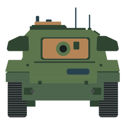 Military tank front view flat