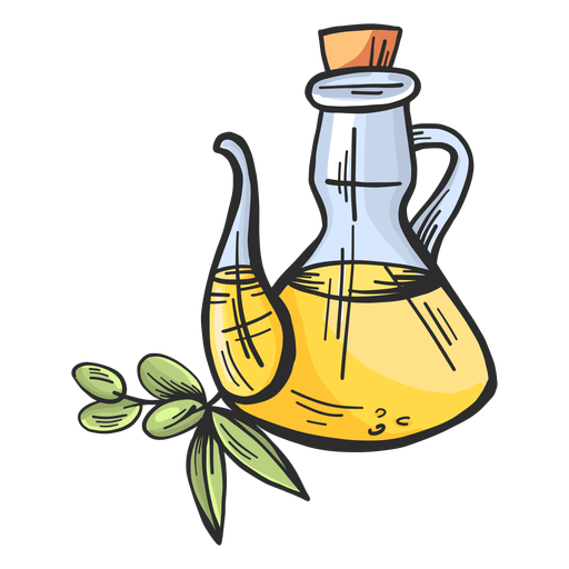 Olive oil jug hand drawn
