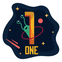 One space cartoon number Transparent PNG