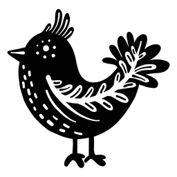Ornamented bird folk art silhouette PNG Design