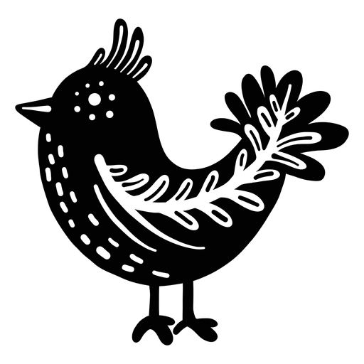 Silhueta de arte folclórica de pássaro ornamentada Desenho PNG