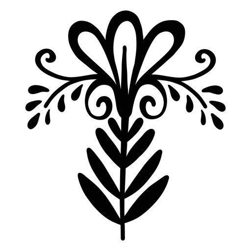 Ornamented floral folk silhouette PNG Design