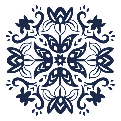 Ornamented flower folk pattern silhouette PNG Design