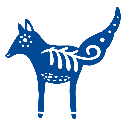 Ornamented fox folk art element PNG Design