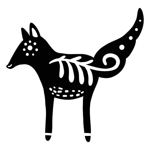 Ornamented fox folk art silhouette PNG Design