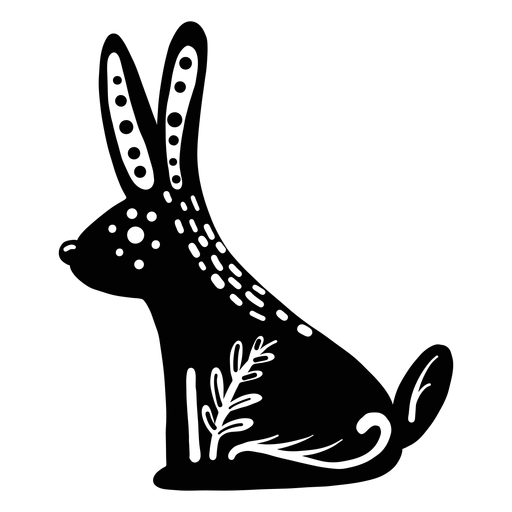 Silueta de arte popular de conejo adornado