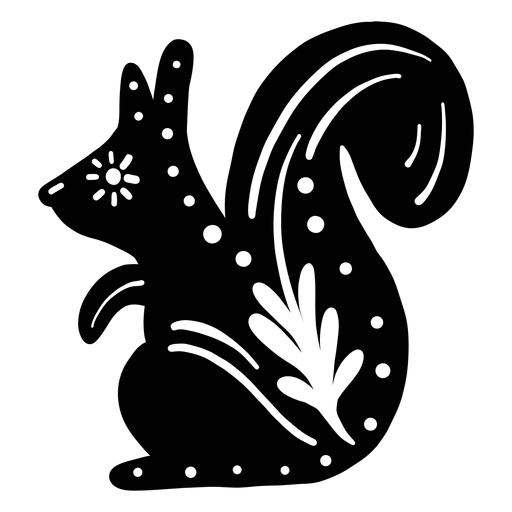 Silhueta de esquilo ornamentado com arte popular Desenho PNG