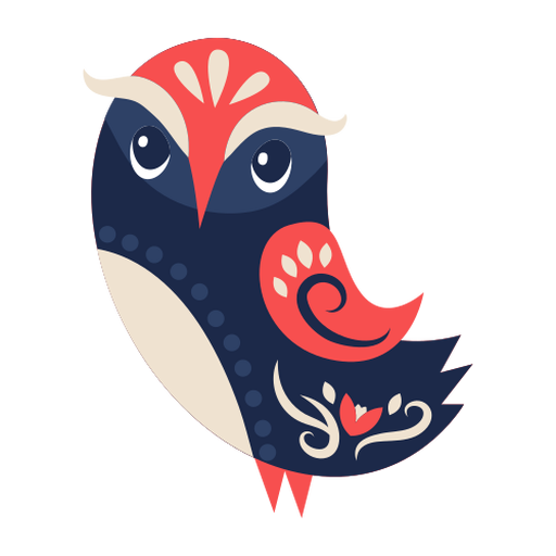 Ornamento de arte popular de p?ssaro coruja Desenho PNG