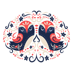 Owl folk art floral ornament PNG Design