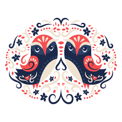Owl folk art floral ornament PNG Design