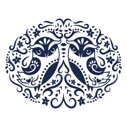 Owl folk art floral silhouette PNG Design