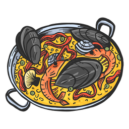 Paella Teller Hand gezeichnet PNG-Design