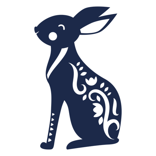 Download Rabbit folk art ornament silhouette - Transparent PNG ...