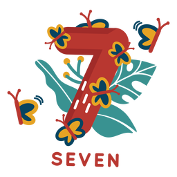 Número siete mariposas Diseño PNG