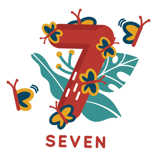 Seven butterflies number Transparent PNG & SVG vector file