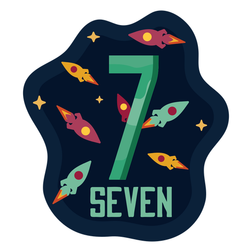 Seven space rockets number PNG Design
